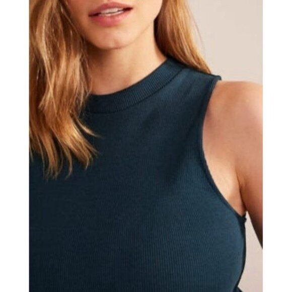 NWT Boden Racer Rib Jersey Midi Dress Sleeveless Fitted Size 20/22R Green D0610 - Picture 3 of 13